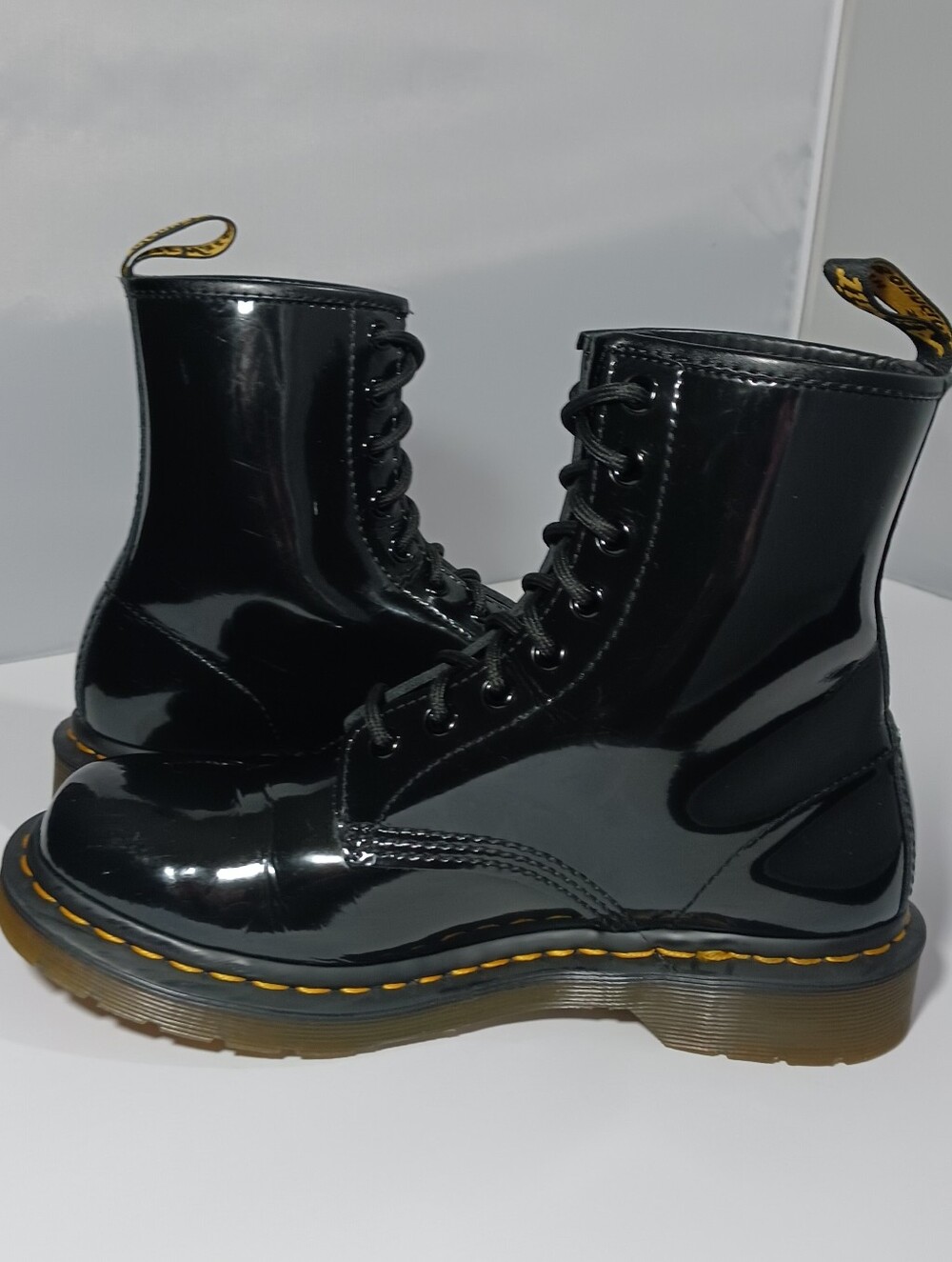 Dr. Martens Black Patent Leather Boots W8 - Picture 4 of 13
